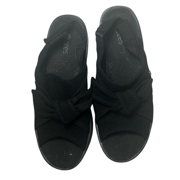 BZEES Sandal Women's Size 9 Black Slingback Open Toe Bow Detail Daisy - Picture 2 of 13